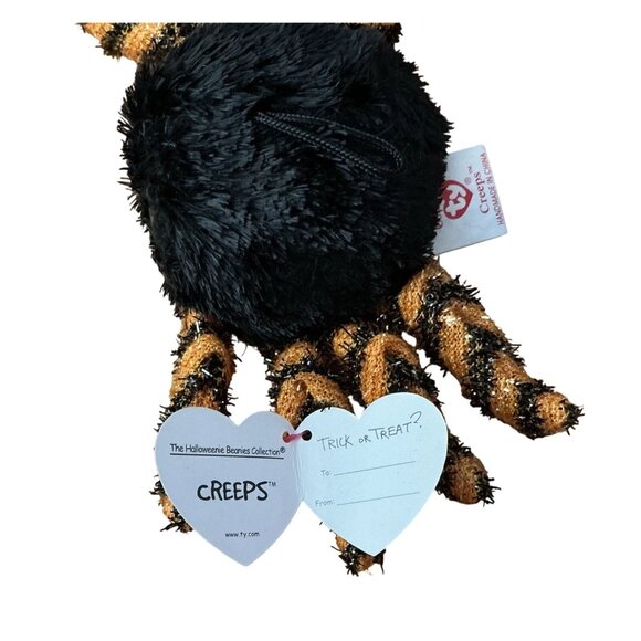 Ty Beanie Babies Halloweenie Beanies Creeps Spider Plush Toy Black Ornament NEW - Picture 4 of 9